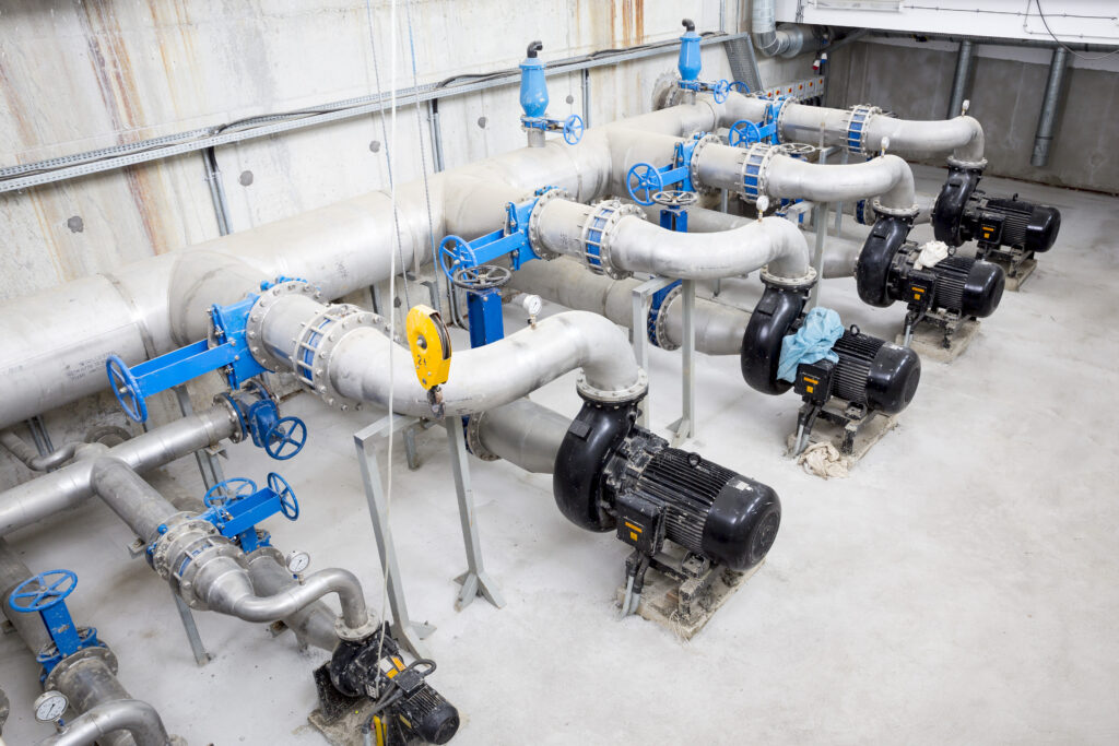 Wastewater treatment facility valves pipes